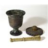 Image 1 : Bronze mortar and brass pestle with ethnic…