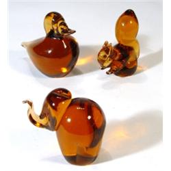 Wedgwood amber glass duck paperweight, ele…