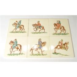 Six hand painted Pilkingtons tiles depicti…