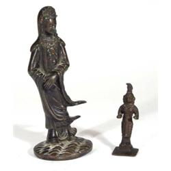 Bronze Indian goddess on detachable base a…