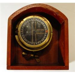 Cased Type P.11 brass ship's compass, 13cm…