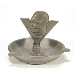 Carved metal Churchill 'V for Victory' ash…