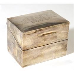 Rectangular silver and wooden card box wit…