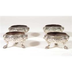 Set of four 18th century silver salts,…