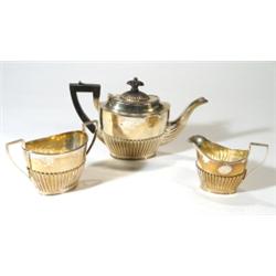 Small silver three piece teaset, H.B. Birm…