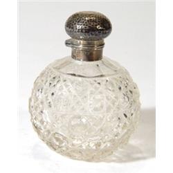 Silver topped cut glass scent bottle, Birm…