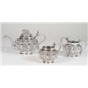 Image 1 : Indian silver three piece teaset, embossed…