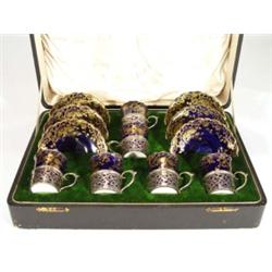 Cased set of six Aynsley bone china and si…