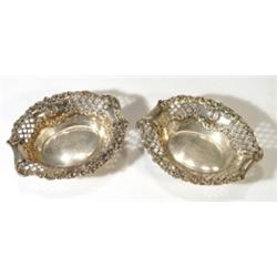 Pair of pierced silver floral bonbon dishe…