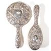 Image 1 : Silver backed hand mirror and matching bru…