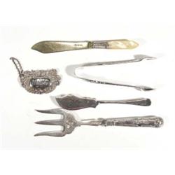 Group of silver items including a Whisky l…