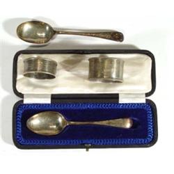 Cased silver spoon with chased handle and …