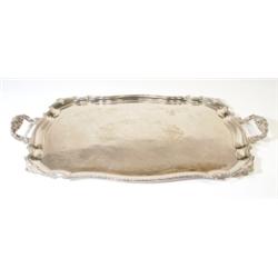 Silver plated two handled tray, chased wit…