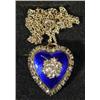 Image 1 : Gold diamond set and blue enamel heart sha…