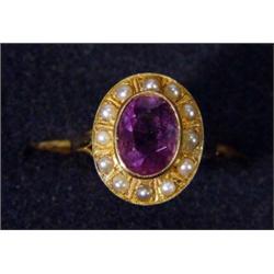 18ct gold amethyst and pearl ring…