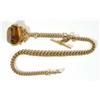 Image 1 : 9ct gold Albert chain with amber gilt meta…