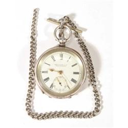 Silver pocket watch with enamel dial, Lest…