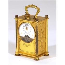 French gilt metal carriage clock with eigh…