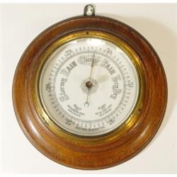 Oak cased aneroid barometer with enamel di…