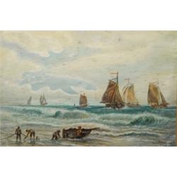 L.E. Braine, framed watercolour of sailing…