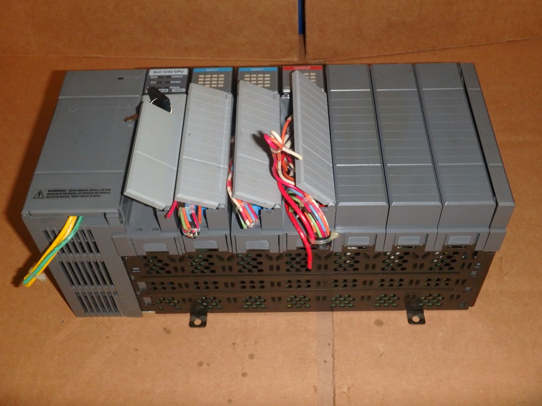 ALLEN BRADLEY 1746-A7 SLC 500 7-SLOT RACK W/ MODULES, *SEE PICS FOR TYPES*