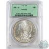 USA;  1881-S Silver $1 PCGS Certified MS-65. A Bright flashy coin accented with slight toning around