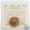 Canada 1913 $5 Gold ICCS Certified AU-55
