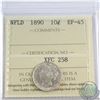Newfoundland 10-cent 1890 ICCS Certified EF-45