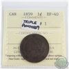 1-cent 1859 Triple Punch Variety N9 #1 ICCS Certified EF-40