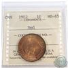 1-cent 1902 ICCS Certified MS-65 Red. Exceptional eye appeal in Old ICCS Holder. This coin exhibits 