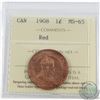 1-cent 1908 ICCS Certified MS-65 Red. A flashy cherry red coin accented with some medium tones throu