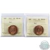 1-cent 1911 & 1912 ICCS Certified MS-64 Red. Both coins are near full Red with flashy fields.
