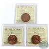 1-cent 1917, 1918 & 1919 ICCS Certified MS-64 Red. All coins near 100% full Red and great eye appeal