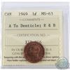 Image 1 : 1-cent 1949 A to Denticle ICCS Certified MS-63 Red & Brown