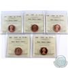 1-cent 1967 to 1971 ICCS Certified PL-66 Red Heavy Cameo. 5pcs