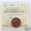 Image 1 : 1-cent 2003P Non Magnetic ICCS Certified MS-66 Red NBU. This is among the rarest of the 'P' Non-Magn