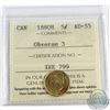 Image 1 : 5-cent 1880H Obverse 3 ICCS Certified AU-55. Coin contains a consistent gold colour throughout the o