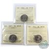 5-cent 1922, 1923 & 1931 ICCS Certified AU-55. 3pcs