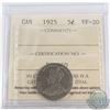 Image 1 : 5-cent 1925 ICCS Certified VF-20