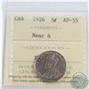 5-cent 1926 Near 6 ICCS Certified AU-55