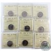 Image 1 : 5-cent 2001P, 2002P, 20003P, 2003P New Effigy, 2005P VE Day, 2005P, 2006P, 2006 & 2006 RCM Logo ICCS