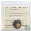 10-cent 1874H ICCS Certified AU-58. Nice bright indigo blue rainbow toning.