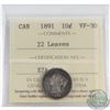 10-cent 1891 22 Leaves ICCS Certified VF-30