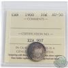 Image 1 : 10-cent 1900 ICCS Certified AU-50. Coin features deep violet toning.