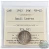 Image 1 : 10-cent 1913 Small Leaves ICCS Certified MS-62. Coin has golden hue throughout with hints of green/b