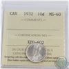 Image 1 : 10-cent 1932 ICCS Certified MS-60