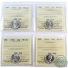 10-cent 1952, 1955, 1956 & 1957 ICCS Certified MS-65. 4pcs