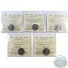 10-cent 1971, 1973, 1976, 1978 & 1979 ICCS Certified MS-65. 5pcs