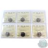 10-cent 1986, 1987, 1989, 1990, 1997 & 1999 ICCS Certified MS-65. 6pcs