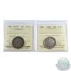 25-cent 1874H & 1888 ICCS Certified F-15. 2pcs.